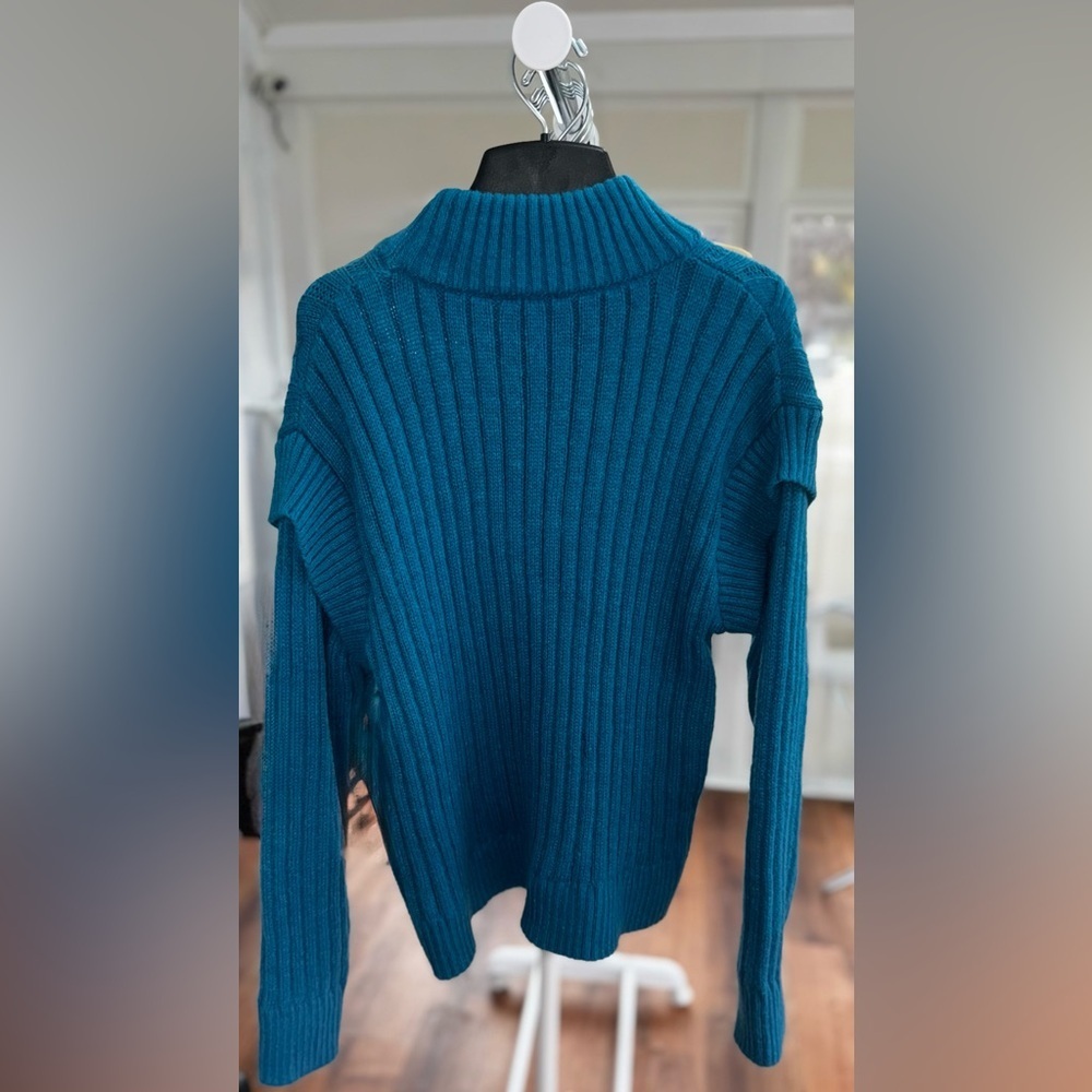 NWT Time & Tru Long Sleeve High Neck Knit Sweater Blue Women’s Large (12-14) - Picture 3 of 10